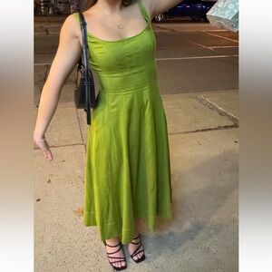 ASTR the Label Linen Square Neck Midi Dress